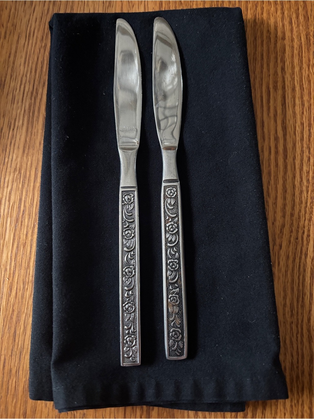 National Stainless Costellano Rose Patterned Flatware Knife Pair